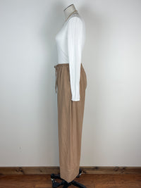 Georgia Pinstriped Wide Leg Pant in Mocha