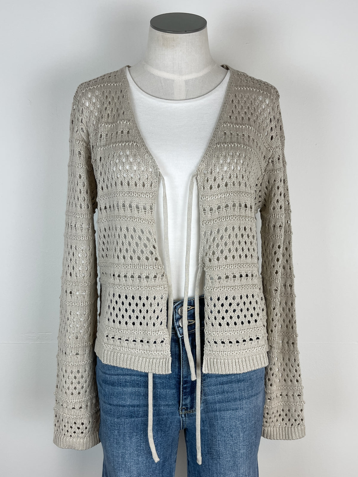 Olivia Crochet Cardigan in Shell