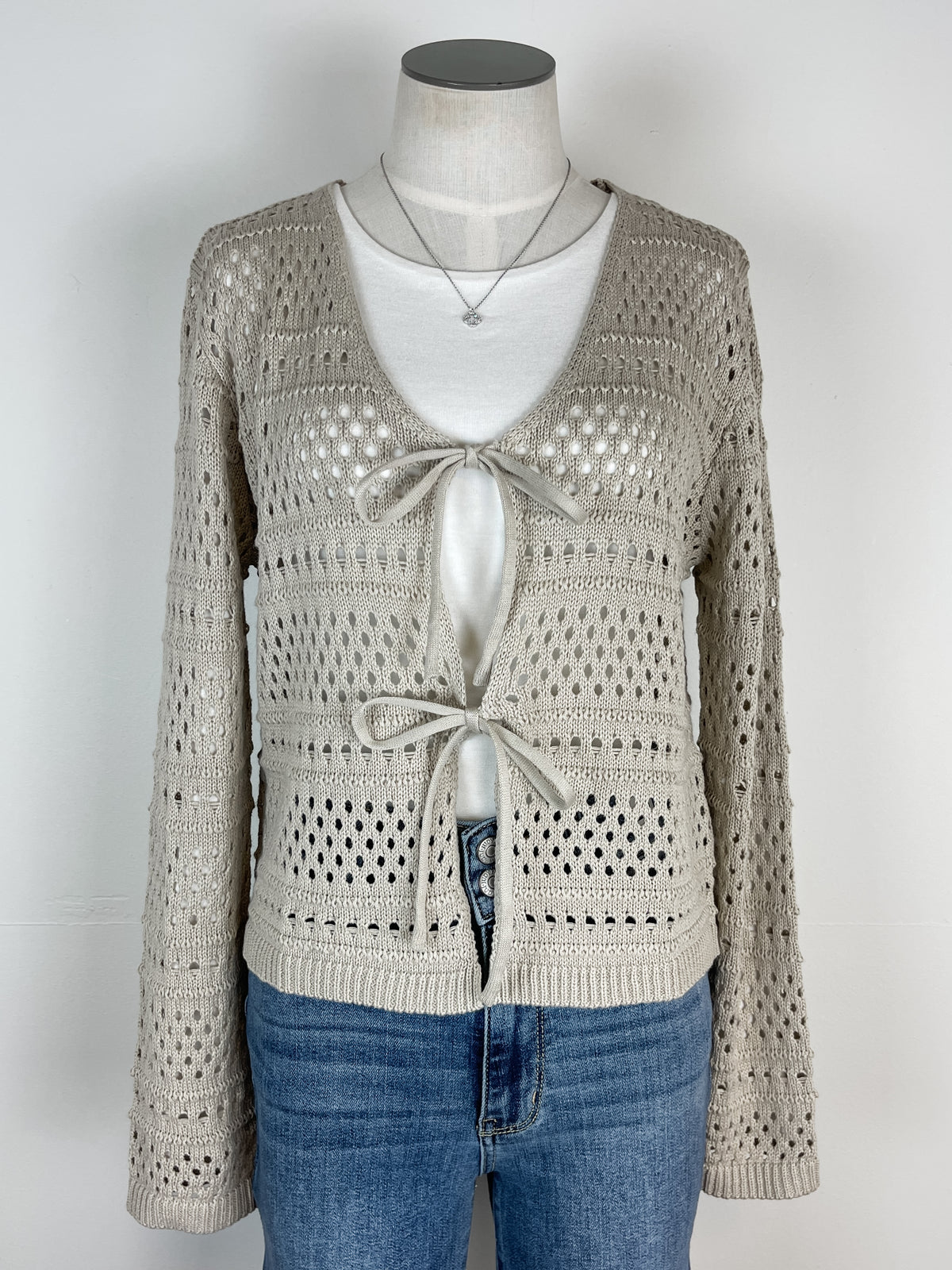 Olivia Crochet Cardigan in Shell