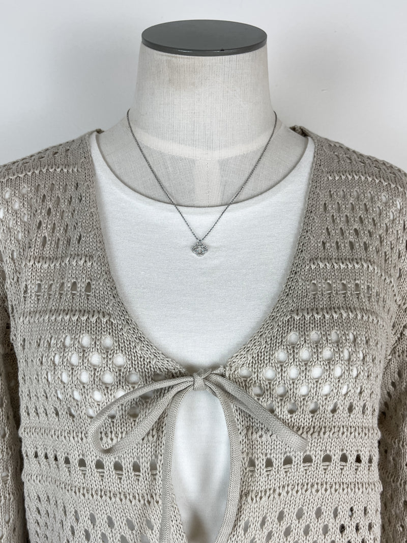 Olivia Crochet Cardigan in Shell