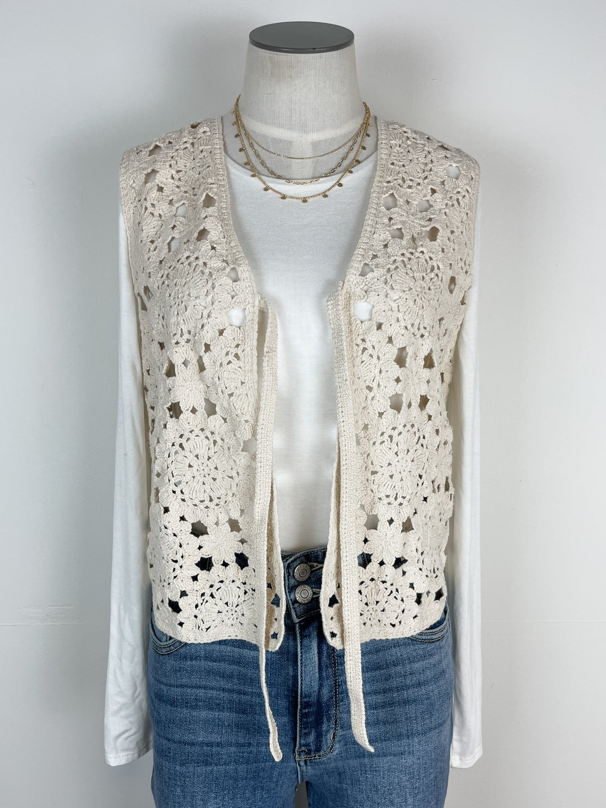 Ivy Crochet Vest in Natural