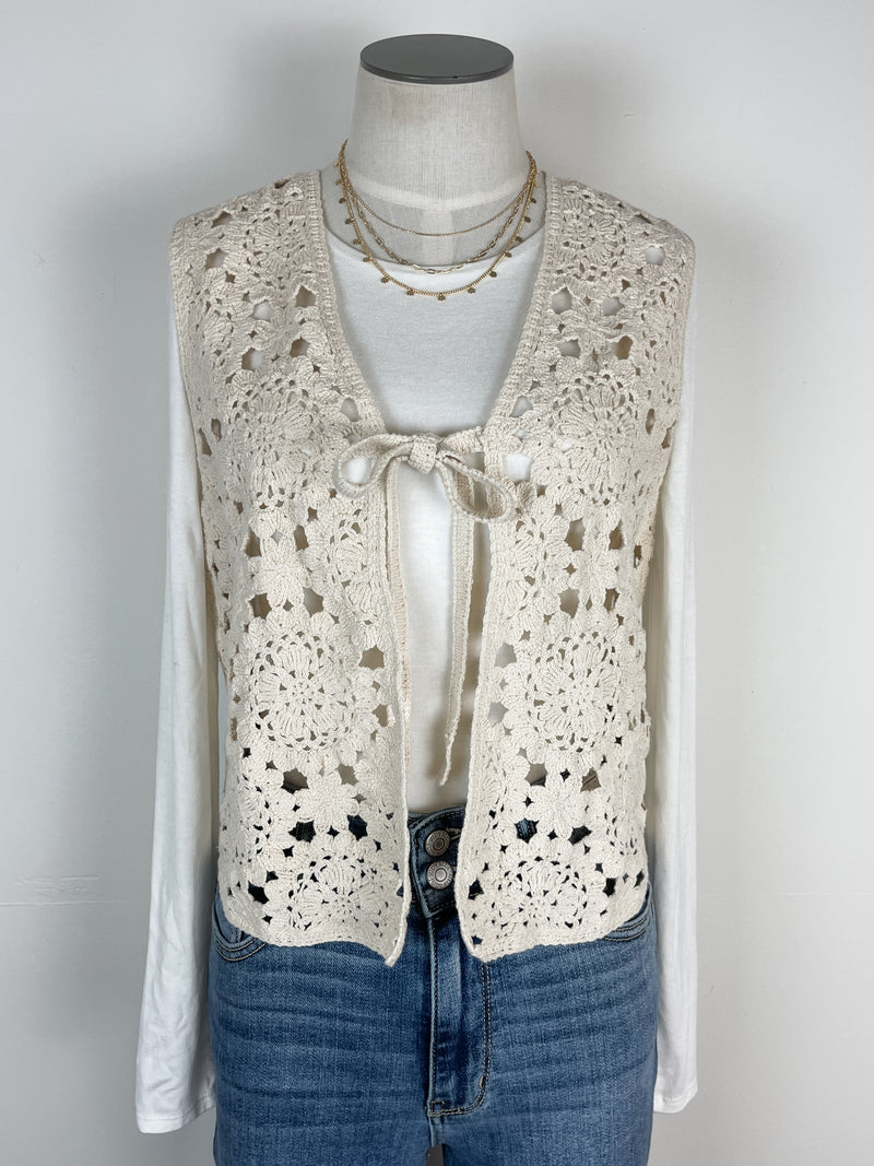 Ivy Crochet Vest in Natural