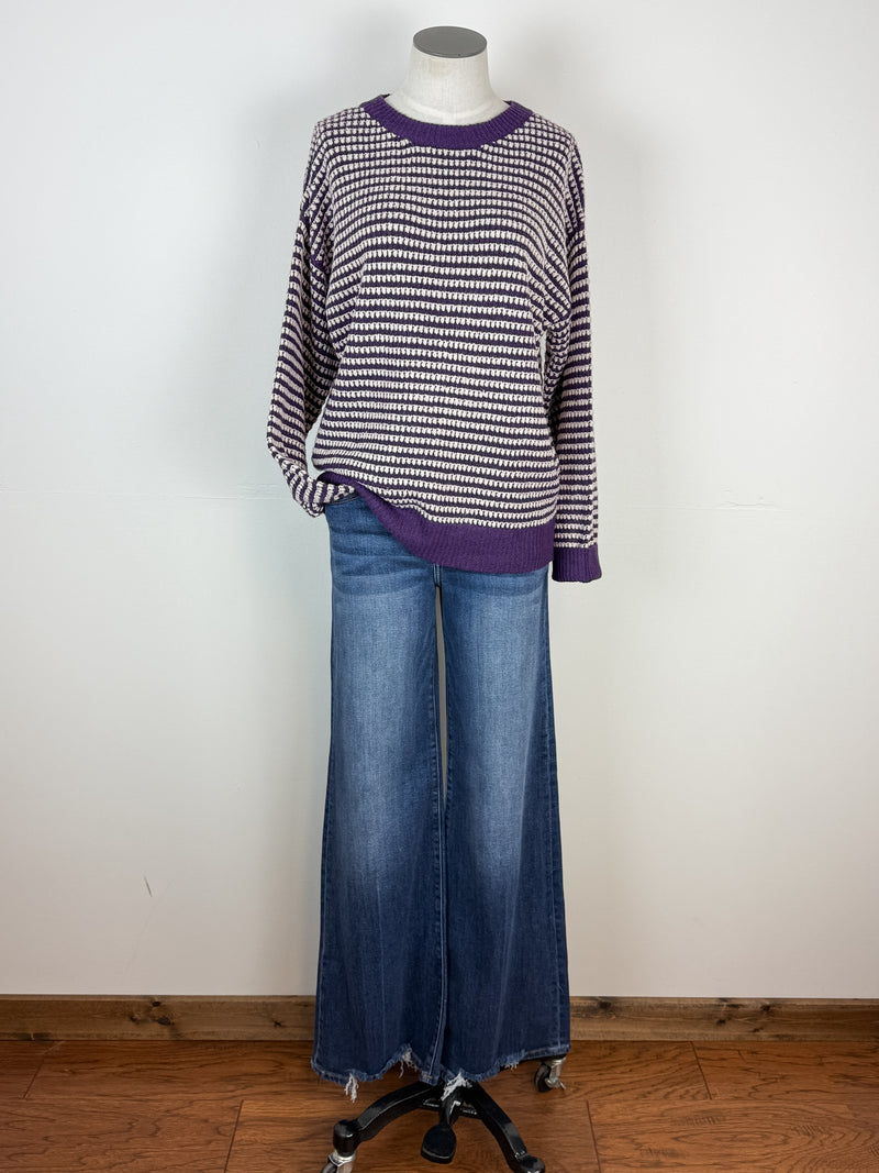 Hadley Striped Sweater in Purple