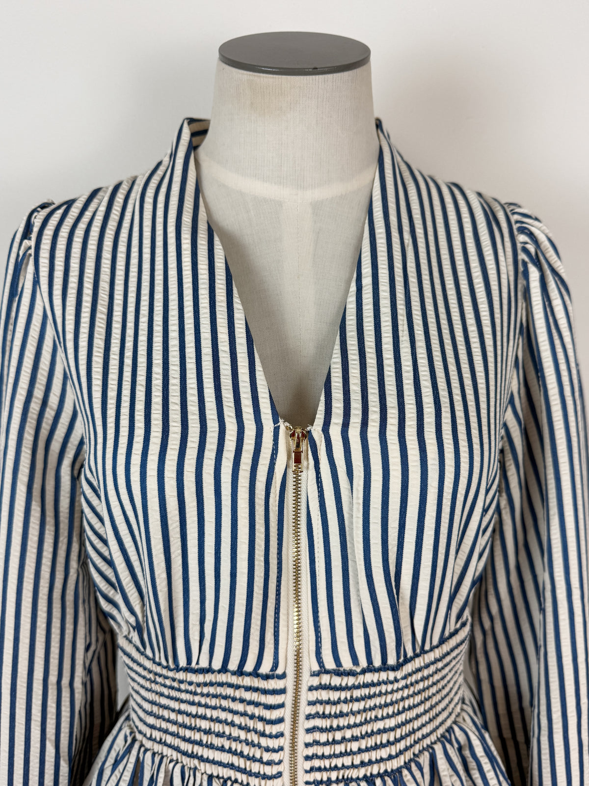 Ellie Zip Up Blouse in Blue