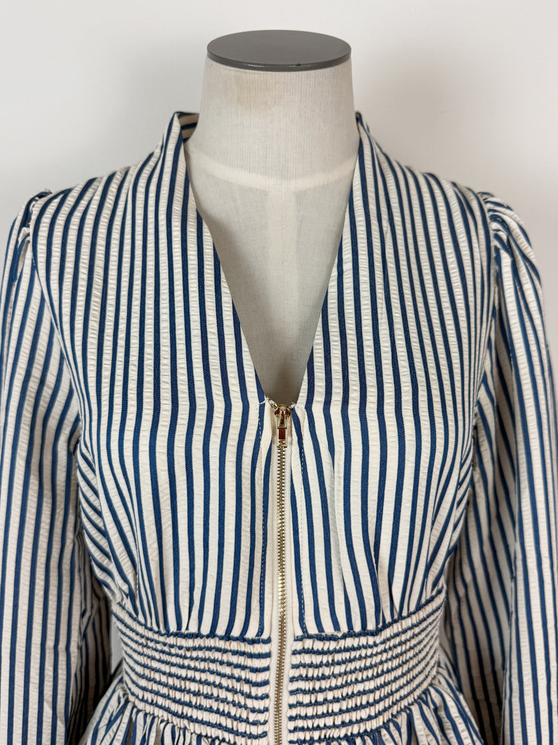 Ellie Zip Up Blouse in Blue