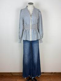 Ellie Zip Up Blouse in Blue