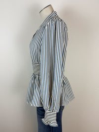 Ellie Zip Up Blouse in Blue