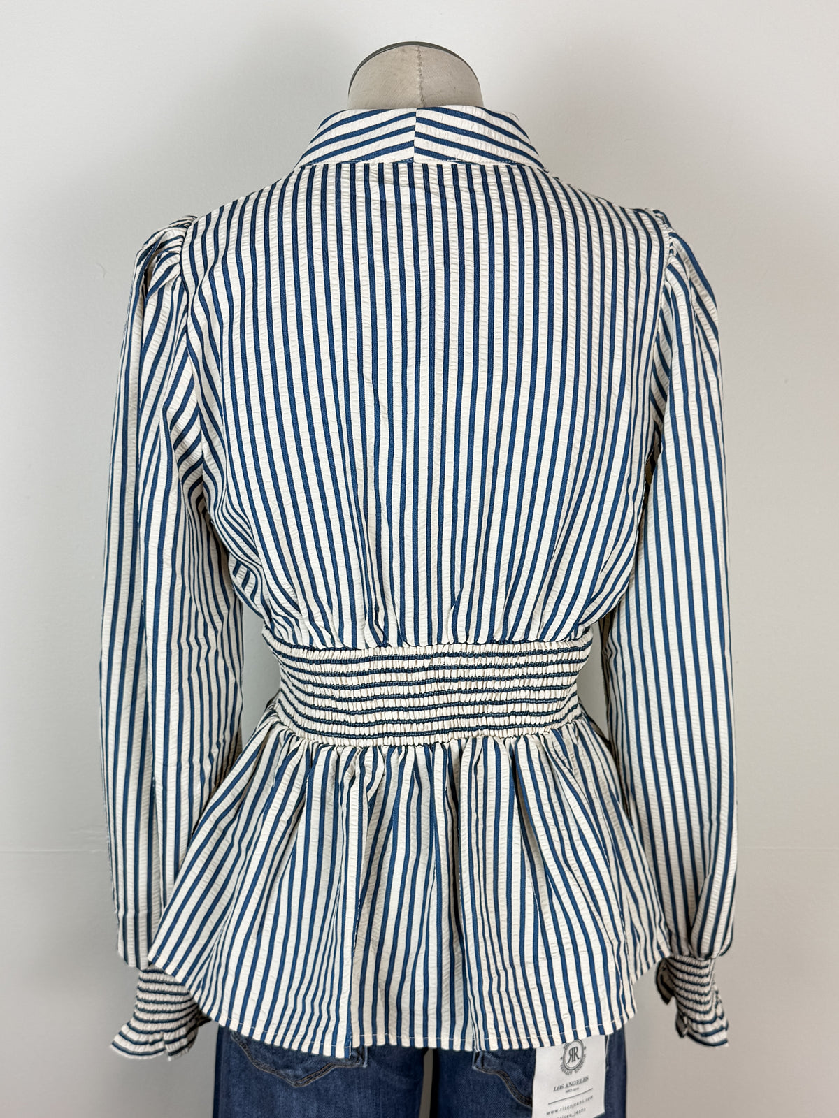 Ellie Zip Up Blouse in Blue