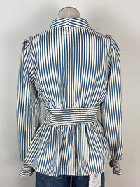 Ellie Zip Up Blouse in Blue