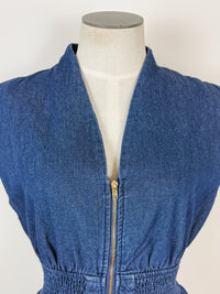 Gianna Zip Up Denim Top in Dark