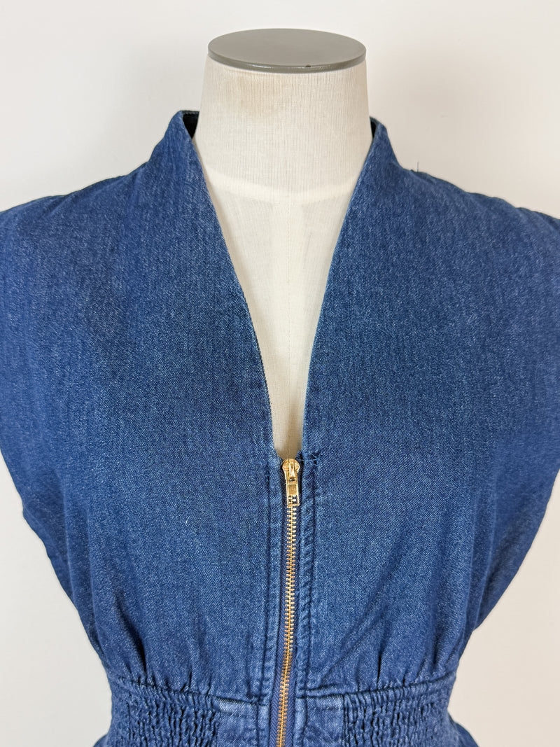 Gianna Zip Up Denim Top in Dark