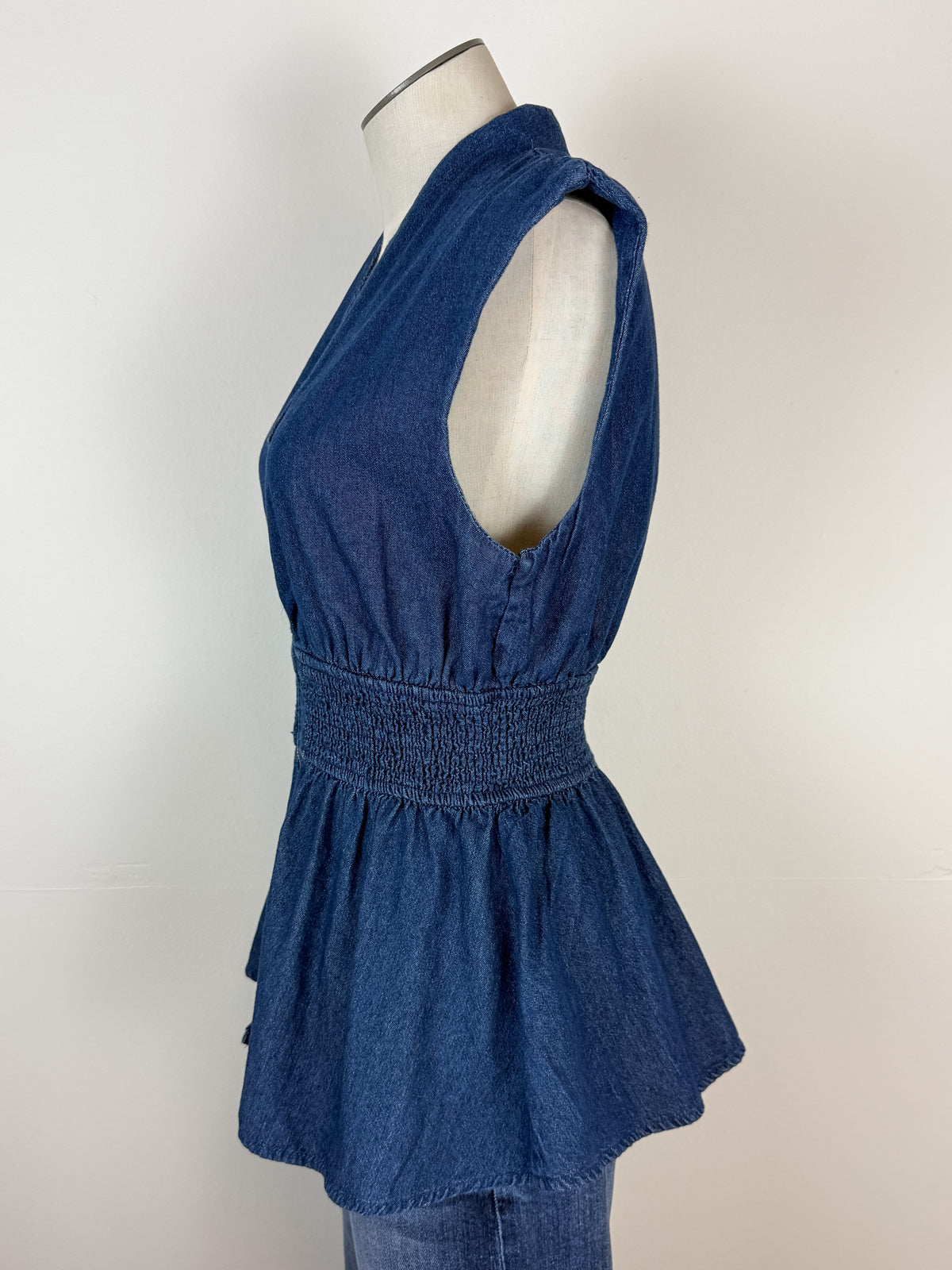 Gianna Zip Up Denim Top in Dark