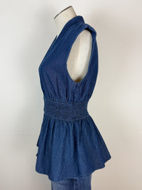 Gianna Zip Up Denim Top in Dark