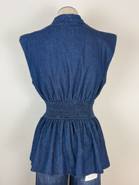 Gianna Zip Up Denim Top in Dark