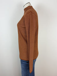 Maria Pinstriped Mock Neck Sweater in Copper