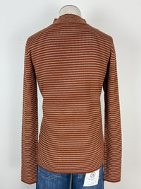 Maria Pinstriped Mock Neck Sweater in Copper