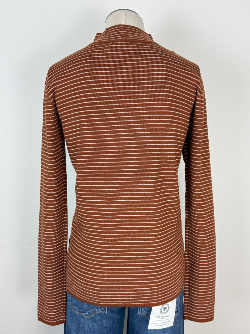 Maria Pinstriped Mock Neck Sweater in Copper