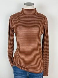 Maria Pinstriped Mock Neck Sweater in Copper