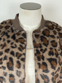 Isla Leopard Bomber Jacket in Brown