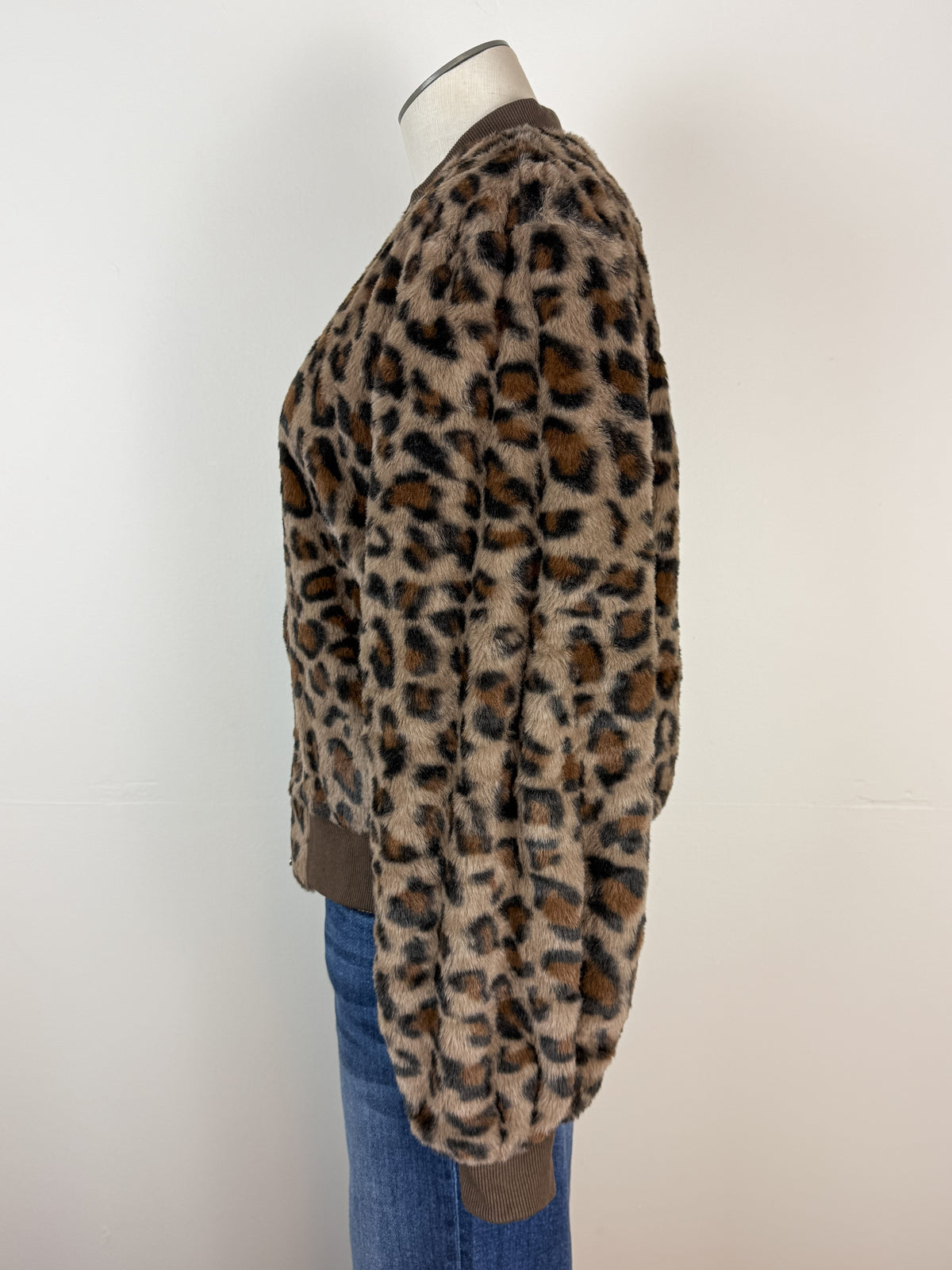Isla Leopard Bomber Jacket in Brown