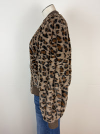 Isla Leopard Bomber Jacket in Brown