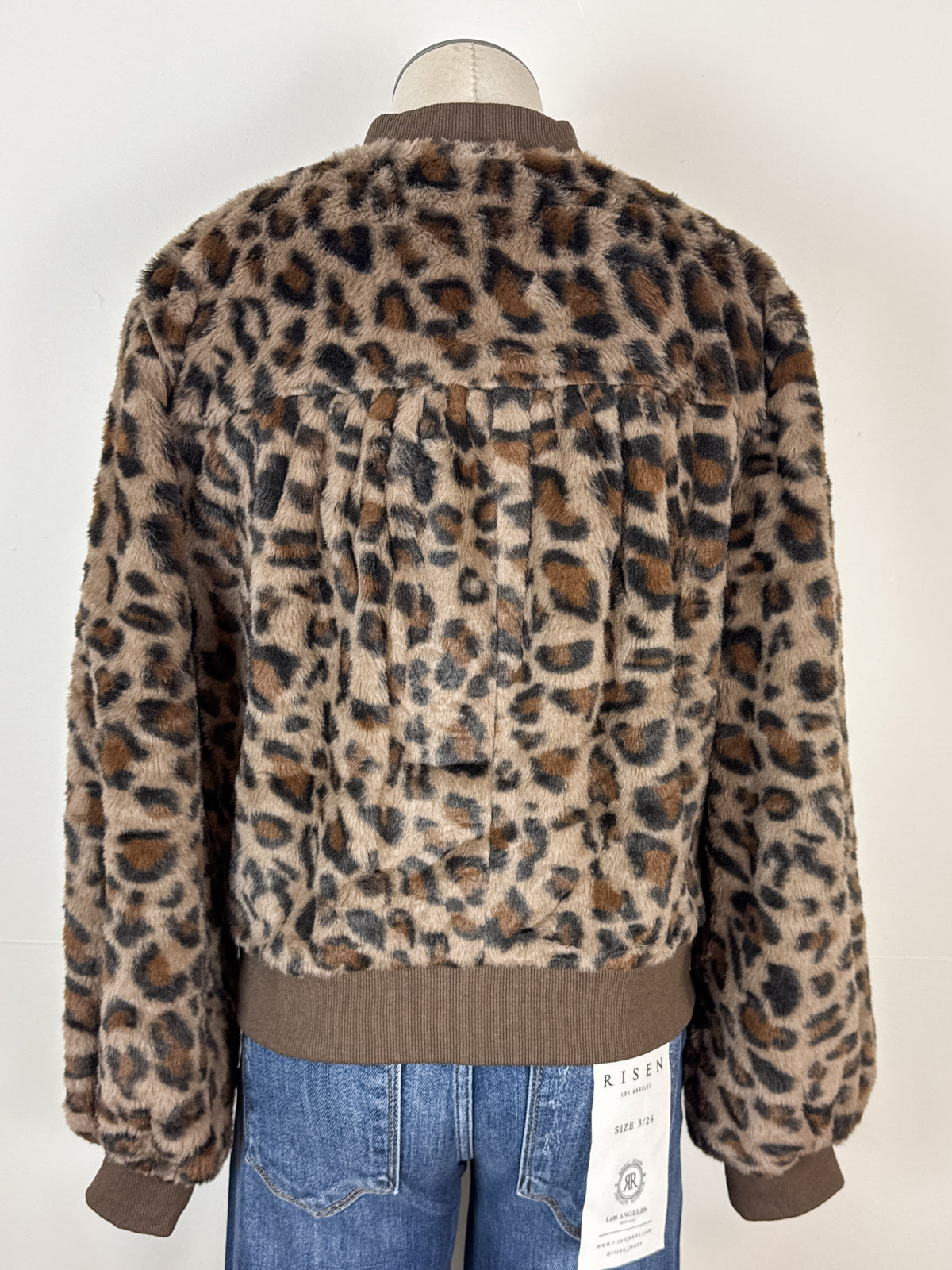 Isla Leopard Bomber Jacket in Brown