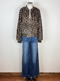 Isla Leopard Bomber Jacket in Brown