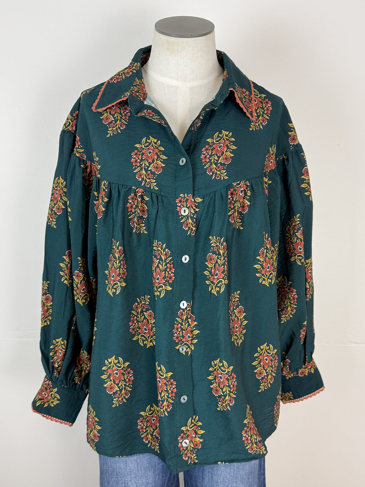 Abigail Blouse in Dark Green