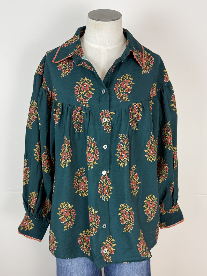 Abigail Blouse in Dark Green