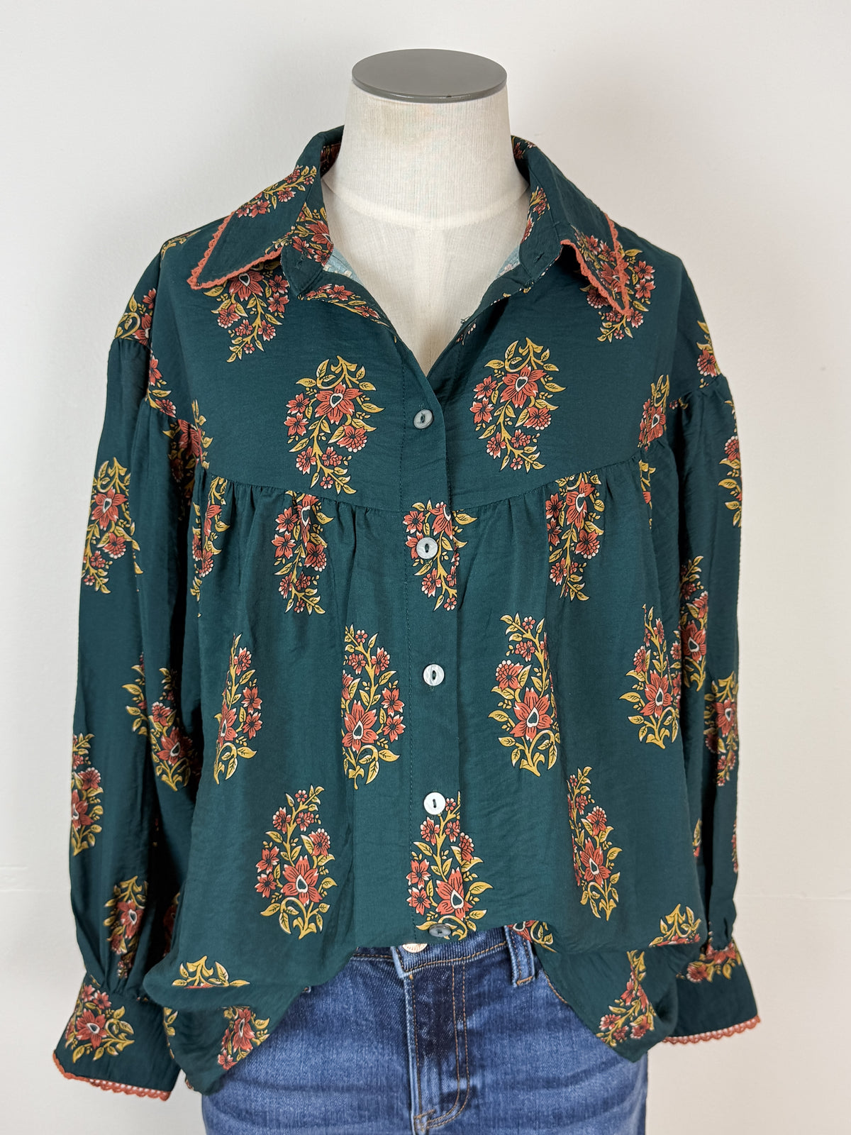 Abigail Blouse in Dark Green