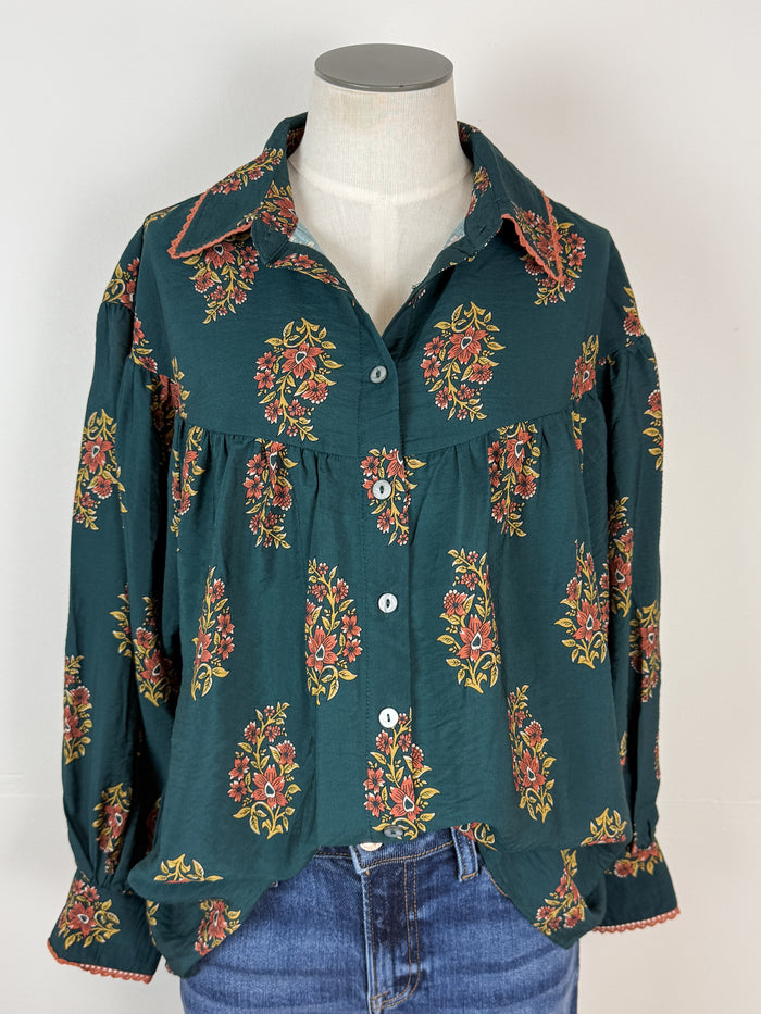 Abigail Blouse in Dark Green