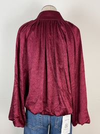 Lily Satin Bubble Top in Burgundy