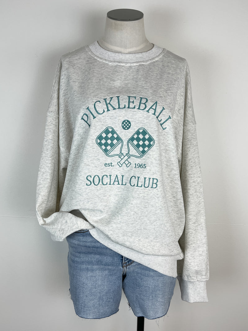 Hazel Pickleball Club Crew Neck in Grey