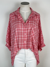 Daphne Oversized Plaid Top in Pink