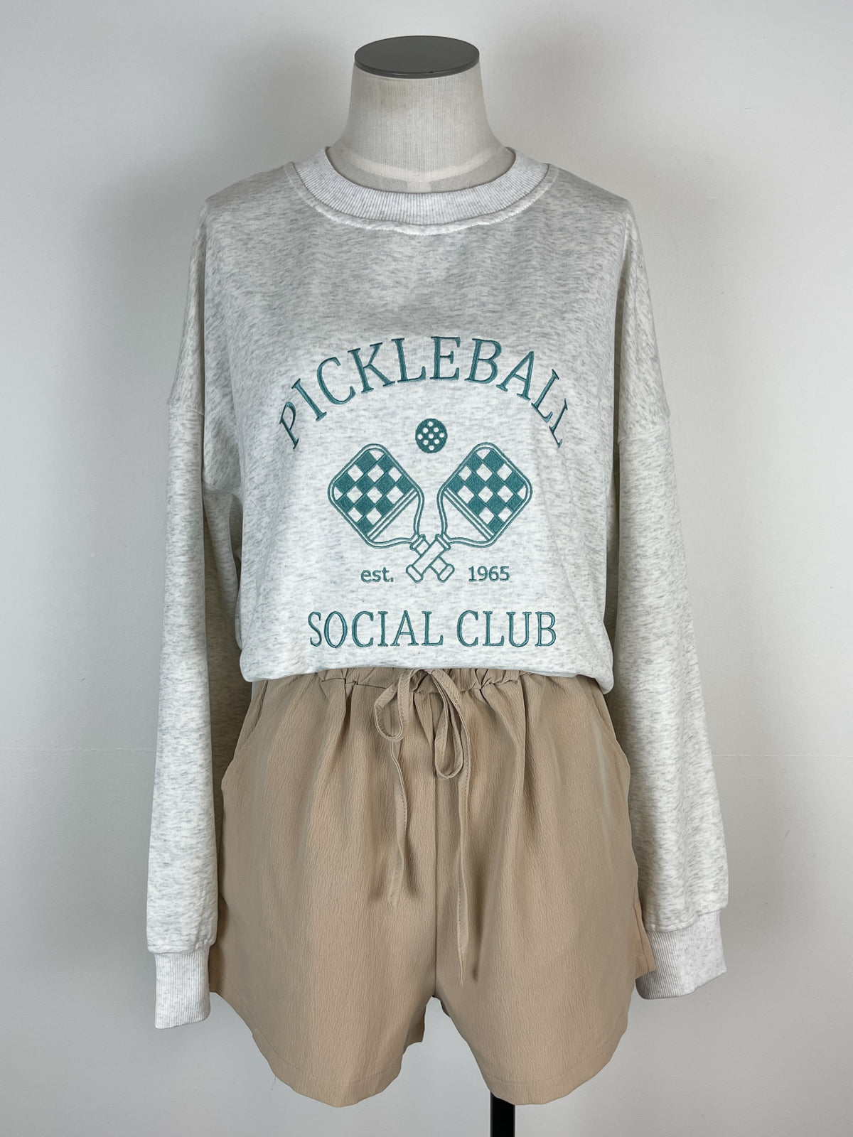 Hazel Pickleball Club Crew Neck in Grey