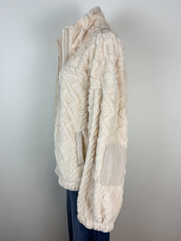 Lacey Sherpa Zip Up Jacket in Ecru