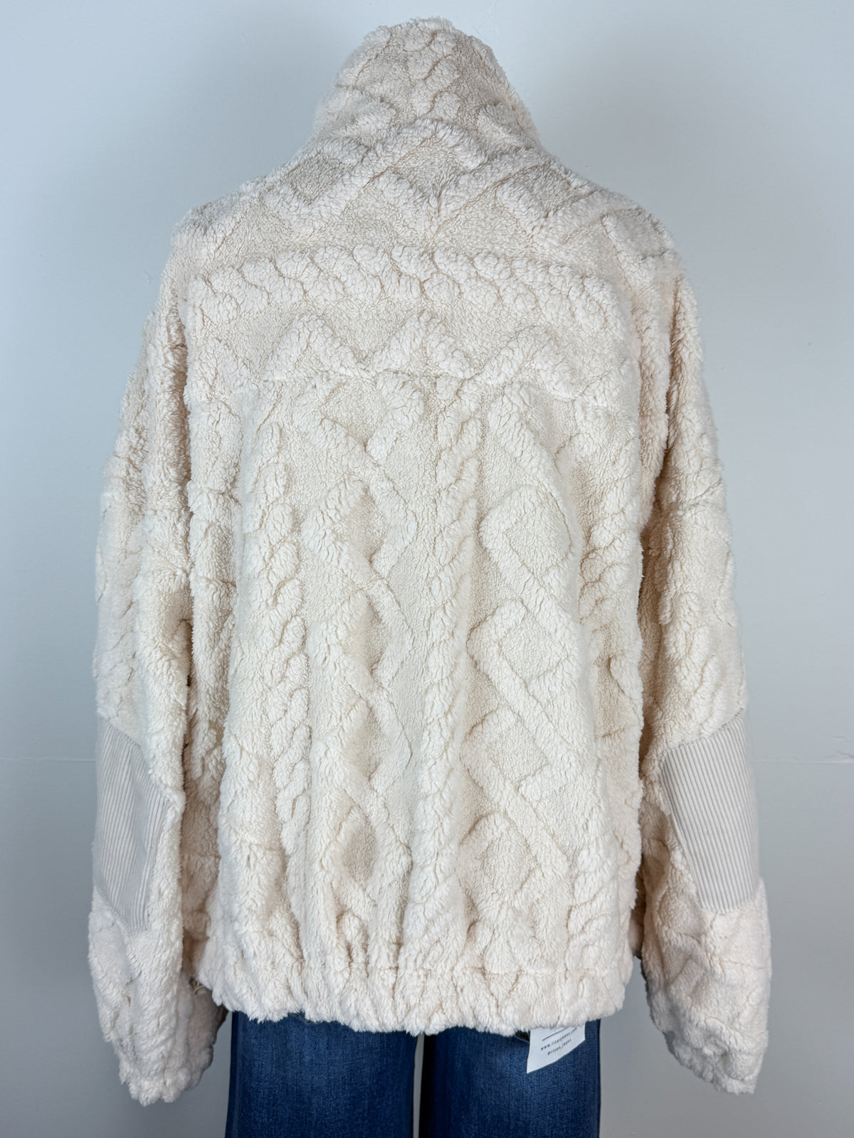 Lacey Sherpa Zip Up Jacket in Ecru