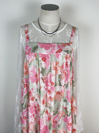 Katie Floral Dress in Olive/Pink