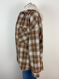 Lexi Plaid Hooded Jacket in Dark Mocha