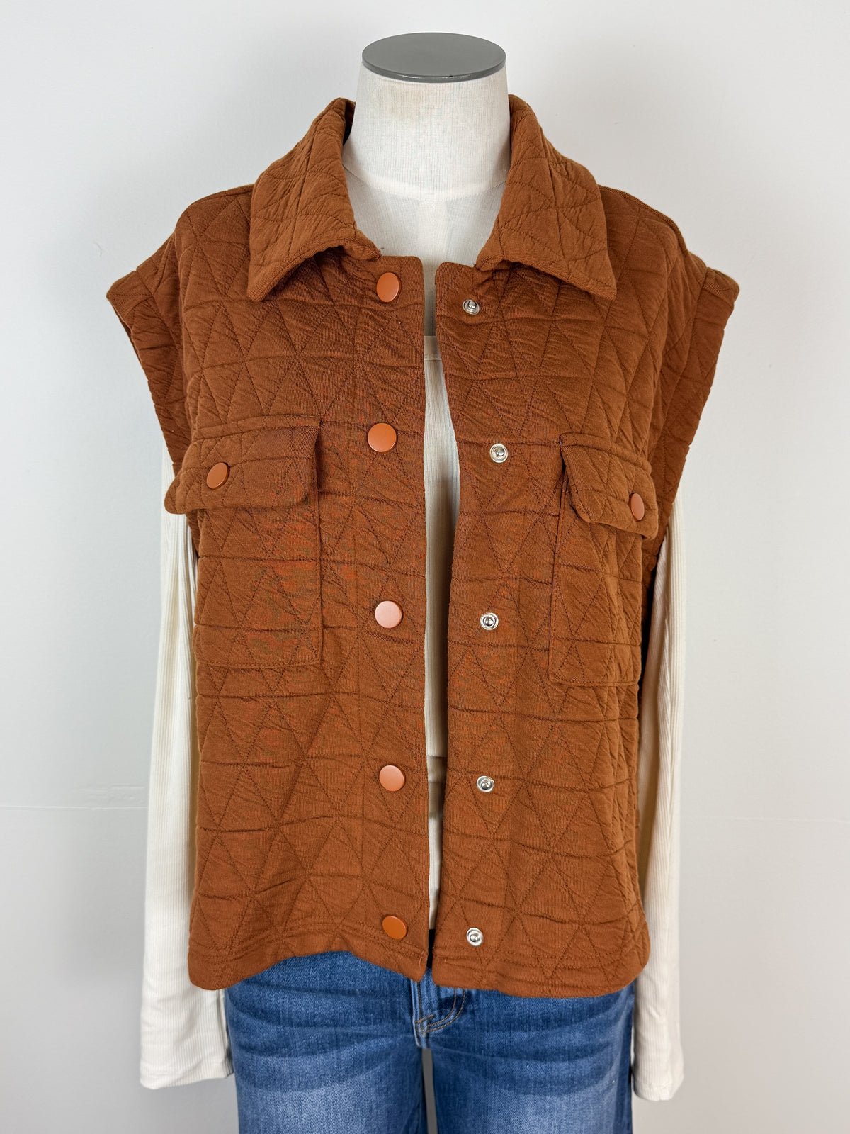 Tori Quilted Vest in Camel