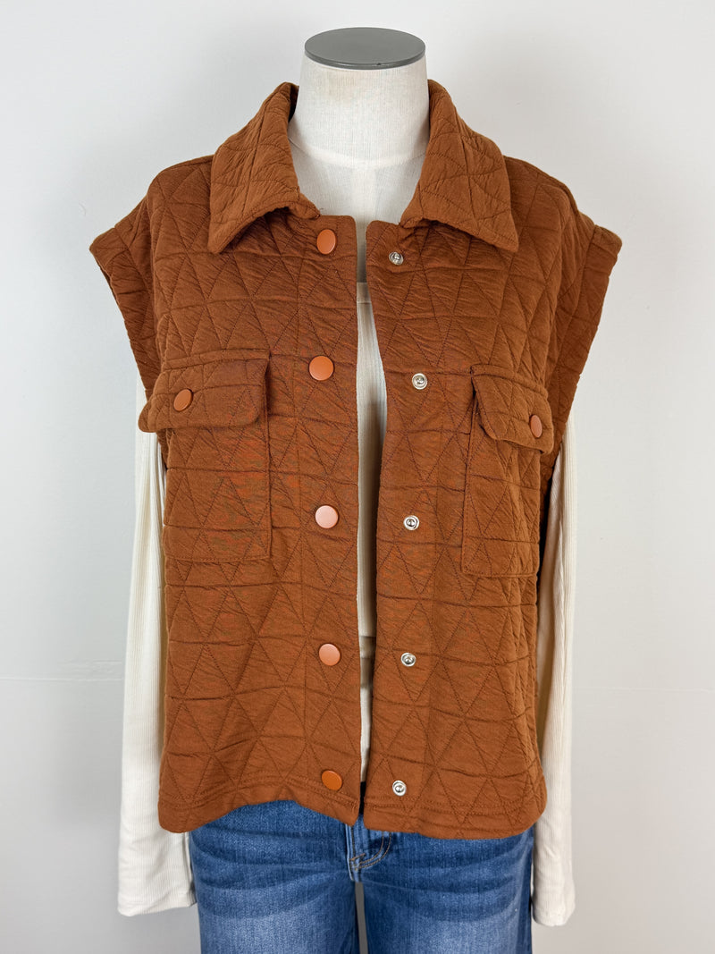 Tori Quilted Vest in Camel