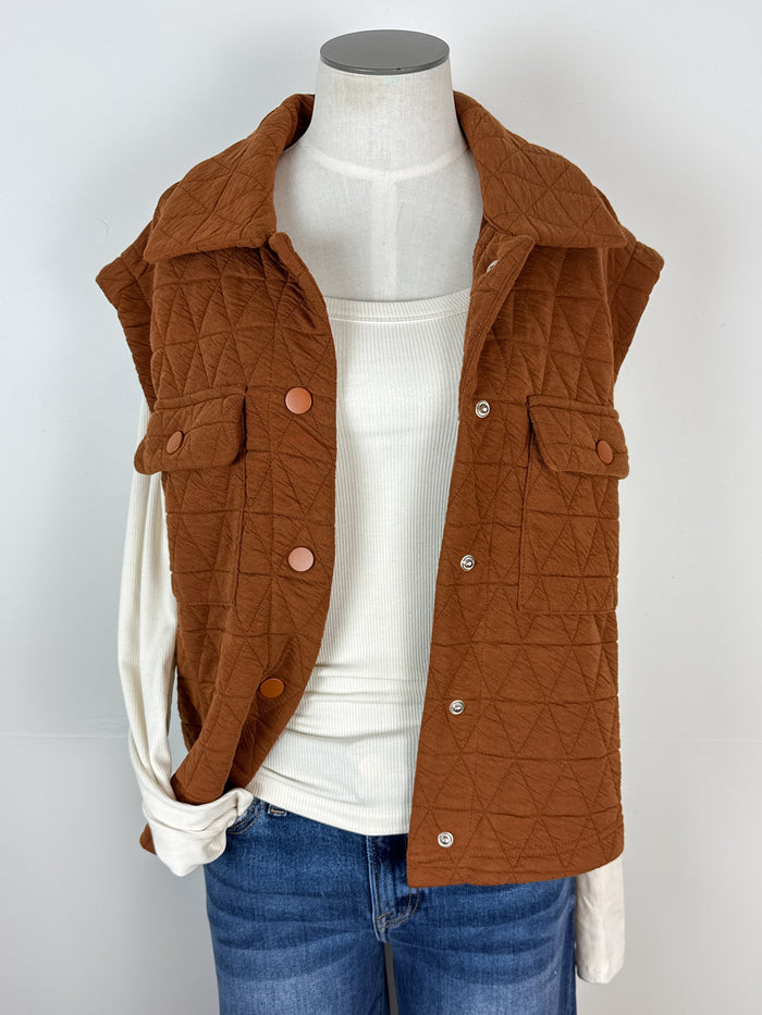 Tori Quilted Vest in Camel
