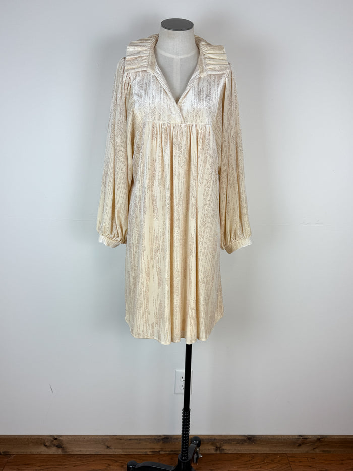 Savannah Shimmer Dress in Ivory Glitter