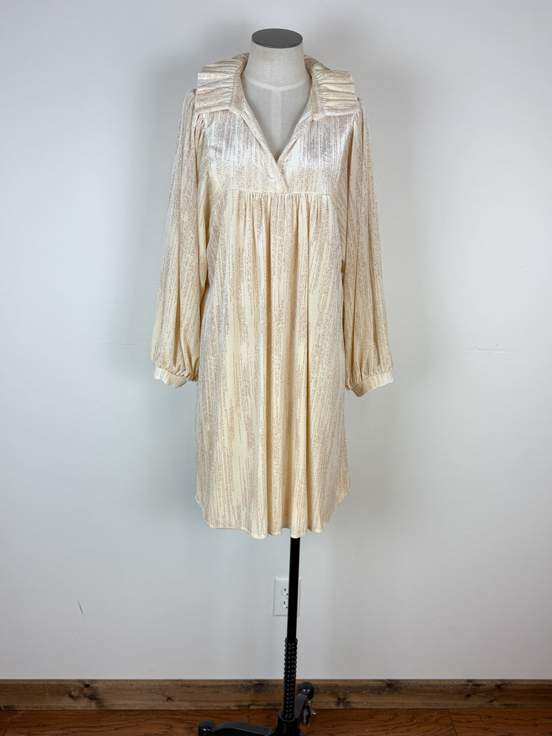 Savannah Shimmer Dress in Ivory Glitter