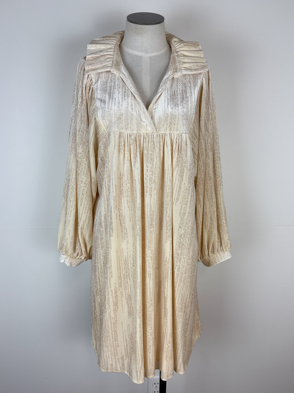 Savannah Shimmer Dress in Ivory Glitter
