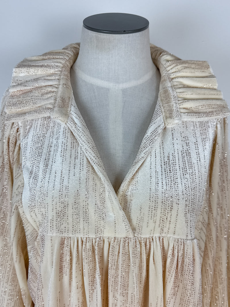 Savannah Shimmer Dress in Ivory Glitter