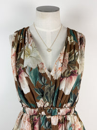Eden Floral Dress in Brown Mix