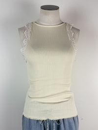 Mary Lace Trimmed Tank in Ivory