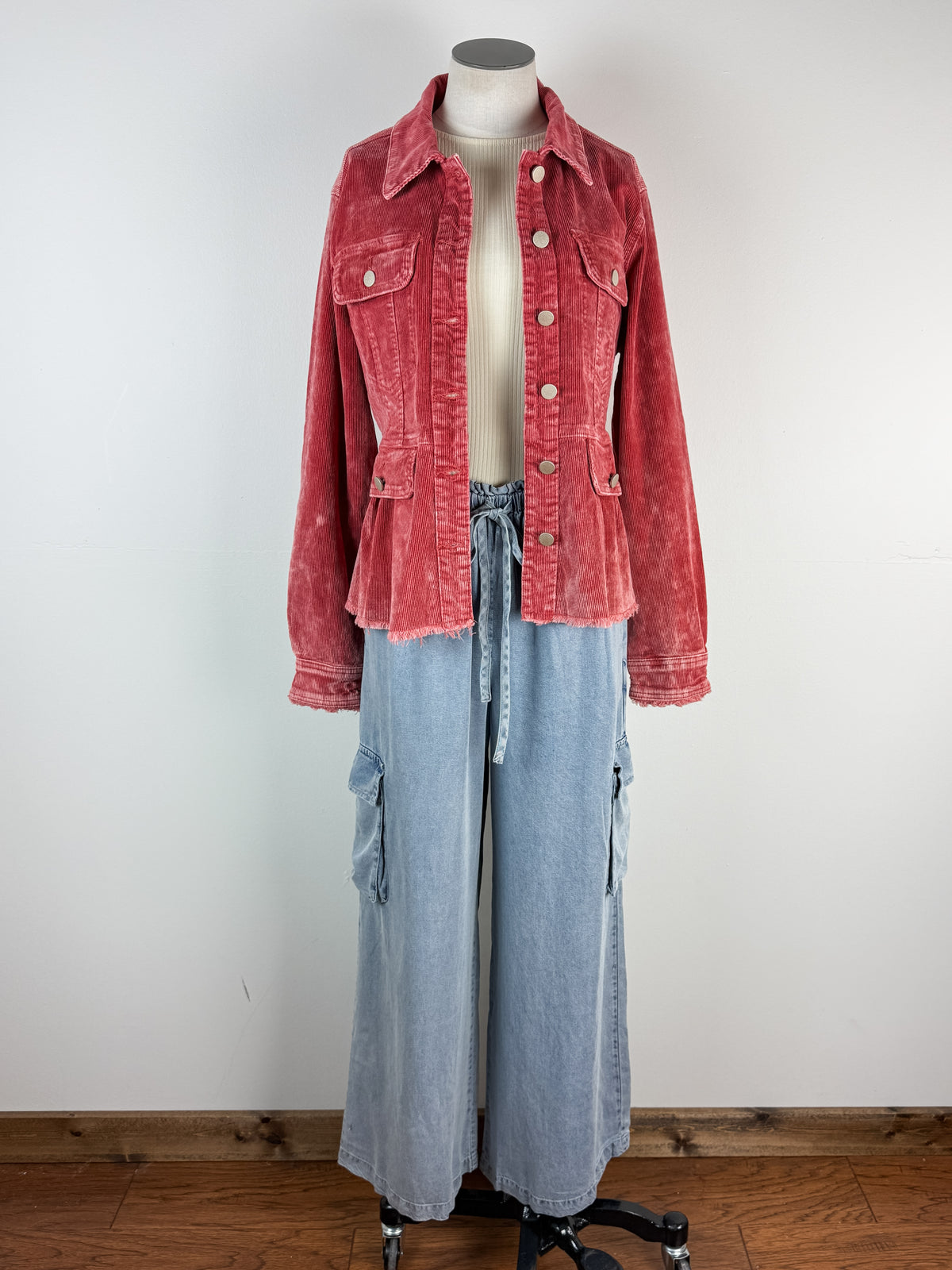 Sara Wide Leg Cargo Pant in Blue
