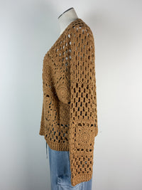 Kaia Open Weave Cardigan in Camel